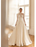 High Collar Ivory Lace Satin Fabulous Wedding Dress